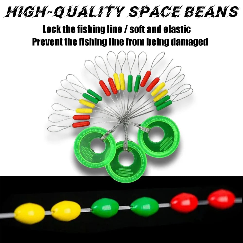 600Pcs 100 Groups Space Beans Fishing Float Fishing Goods Fishing Equipment Carp Fishing Fishing Float Stop Fishing Accessories