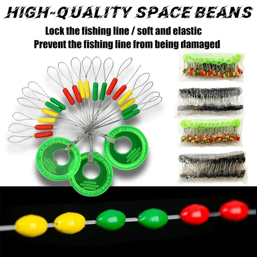 600Pcs 100 Groups Space Beans Fishing Float Fishing Goods Fishing Equipment Carp Fishing Fishing Float Stop Fishing Accessories