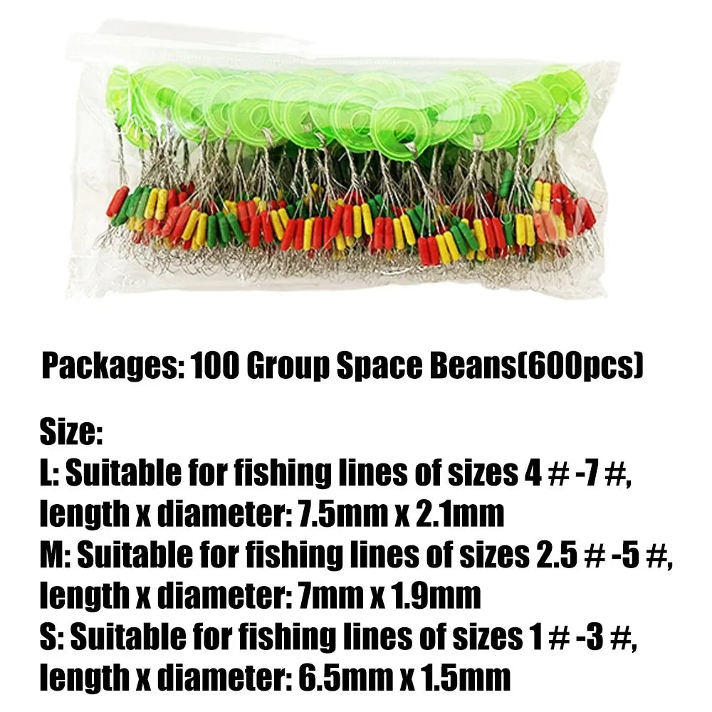 600Pcs 100 Groups Space Beans Fishing Float Fishing Goods Fishing Equipment Carp Fishing Fishing Float Stop Fishing Accessories