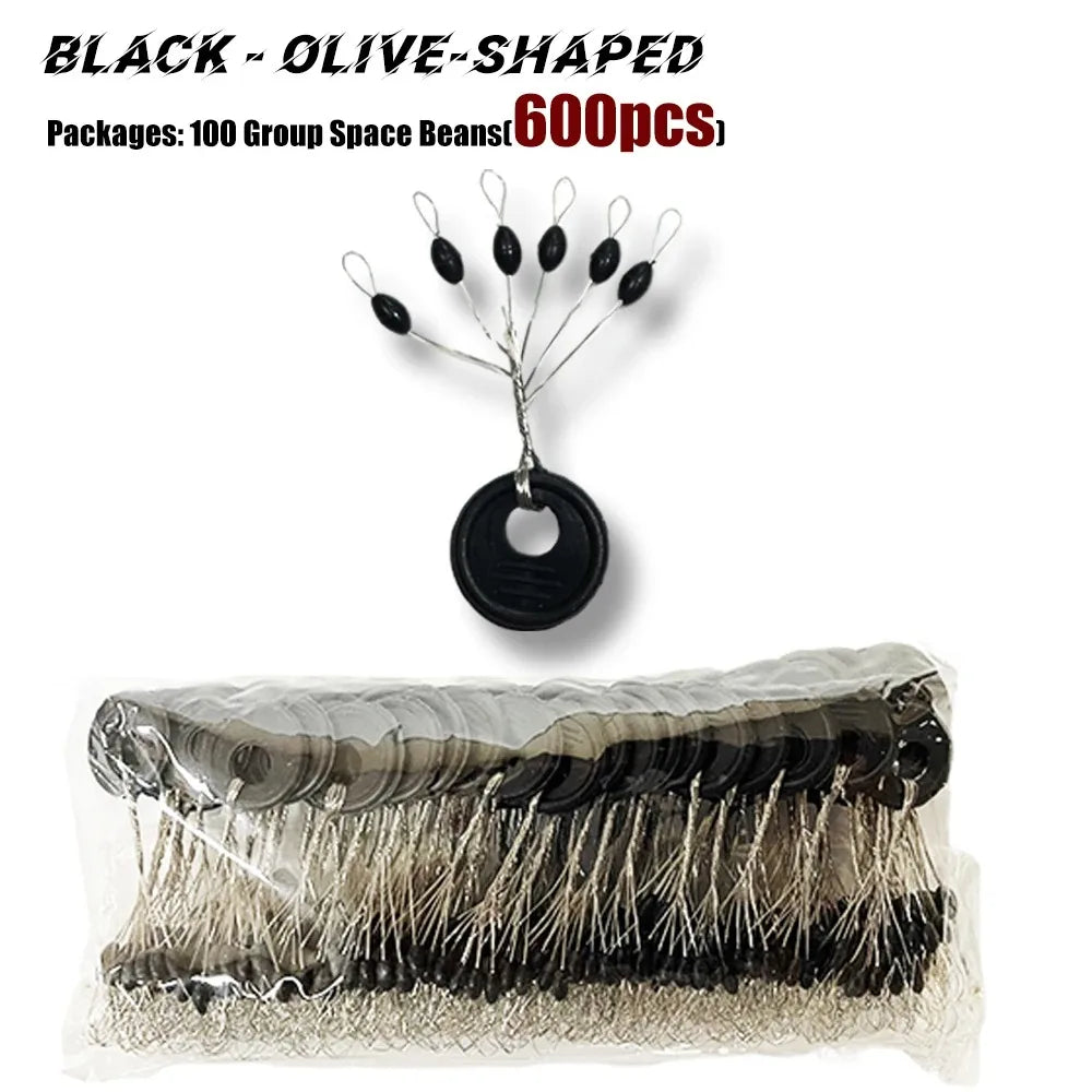 600Pcs 100 Groups Space Beans Fishing Float Fishing Goods Fishing Equipment Carp Fishing Fishing Float Stop Fishing Accessories