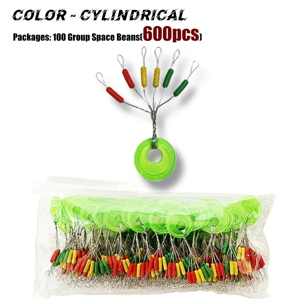 600Pcs 100 Groups Space Beans Fishing Float Fishing Goods Fishing Equipment Carp Fishing Fishing Float Stop Fishing Accessories